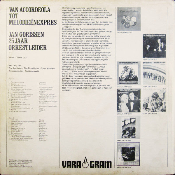 Jan Gorissen - Van Accordeola Tot Melodieënexpres (LP) Vinyl LP Vinyl Very Good (VG) <br> Hoes Good Plus (G+)