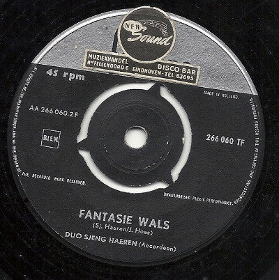 Duo Sjeng Haeren - Zeemansleven Vinyl Singles Vinyl Very Good (VG) <br> Hoes Generic