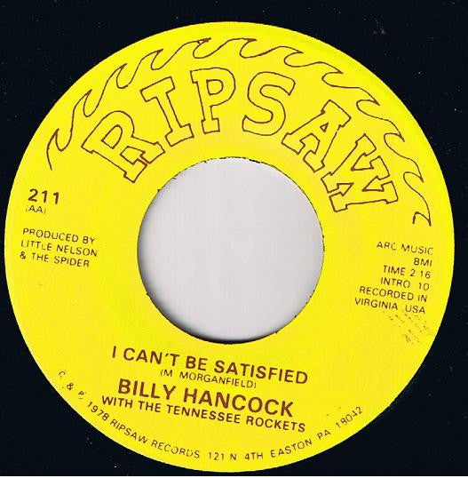 Billy Hancock & The Tennessee Rockets - Rootie Tootie Vinyl Singles Vinyl Very Good (VG) <br> Hoes Good Plus (G+)