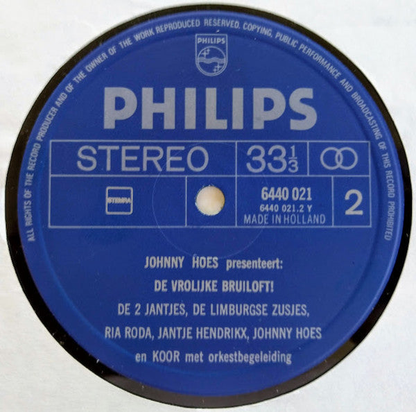 Various - Johnny Hoes Presenteert: De Vrolijke Bruiloft! (LP) Vinyl LP Vinyl Very Good (VG) <br> Hoes Good Plus (G+)