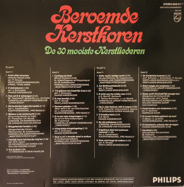 Various - Beroemde Kerstkoren, De ** Mooiste Kerstliederen (LP) Vinyl LP Dubbel Vinyl Very Good (VG) <br> Hoes Good Plus (G+)