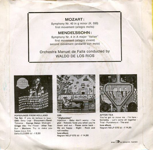 Wolfgang Amadeus Mozart - Waldo De Los Rios - First Movement Symphony No.** Vinyl Singles Vinyl Zeer Goed / Hoesje Goed "VINYLSINGLES.NL"