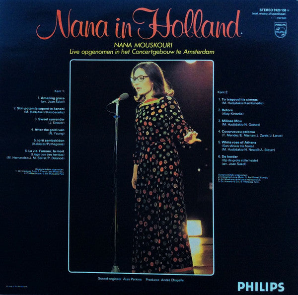 Nana Mouskouri - In Holland (LP) Vinyl LP Vinyl Very Good (VG) <br> Hoes Good Plus (G+)
