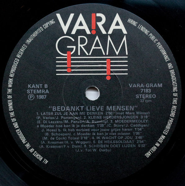 Zangeres Zonder Naam - Bedankt Lieve Mensen (LP) 52405 Vinyl LP Vinyl Very Good (VG) <br> Hoes Good Plus (G+)