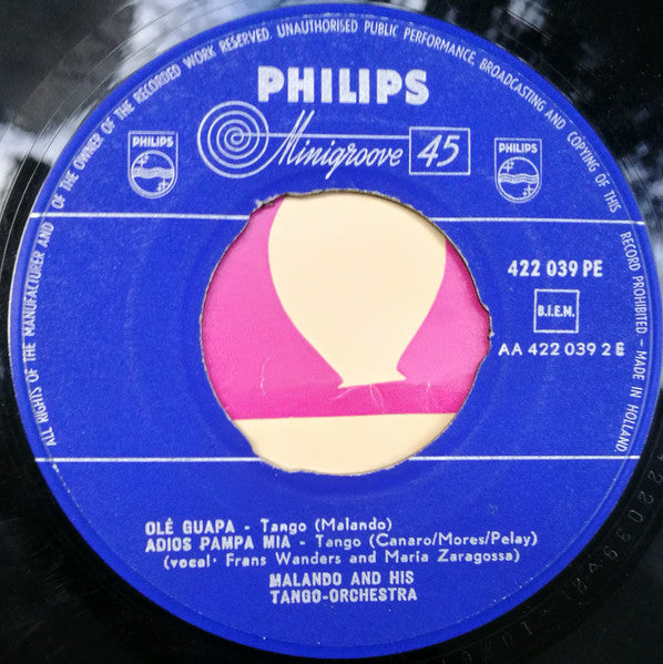 Malando And His Tango Orchestra - Noche Estrellas (B-Keus) Vinyl Singles Vinyl Very Good (VG) <br> Hoes Generic