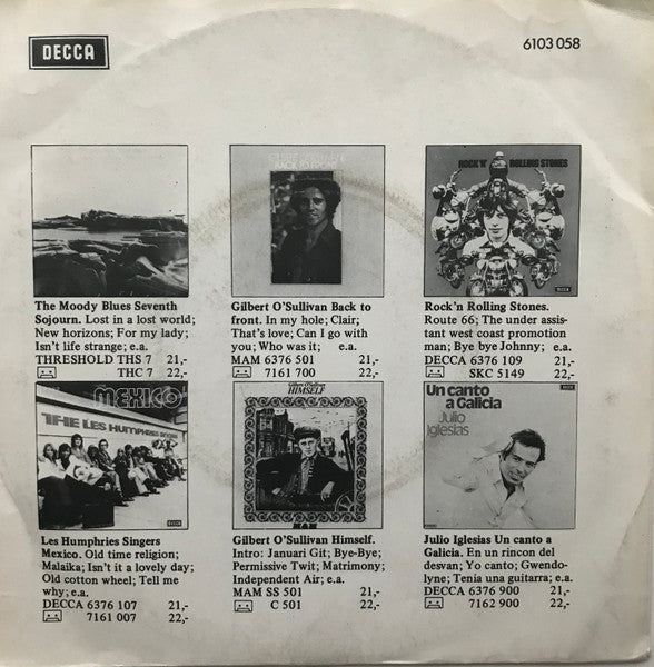 Tom Jones - Letter To Lucille Vinyl Singles Vinyl Very Good (VG) <br> Hoes Good Plus (G+)