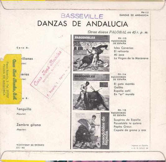 Alfonso Labrador Y Su Conjunto - Danzas De Andalucia Vinyl Singles Vinyl Zeer Goed / Hoesje Goed "VINYLSINGLES.NL"