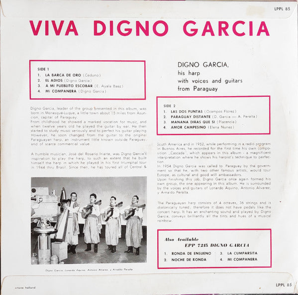 Digno Garcia - Viva Digno Garcia (**") Vinyl LP 10" Vinyl Very Good (VG) <br> Hoes Good Plus (G+)