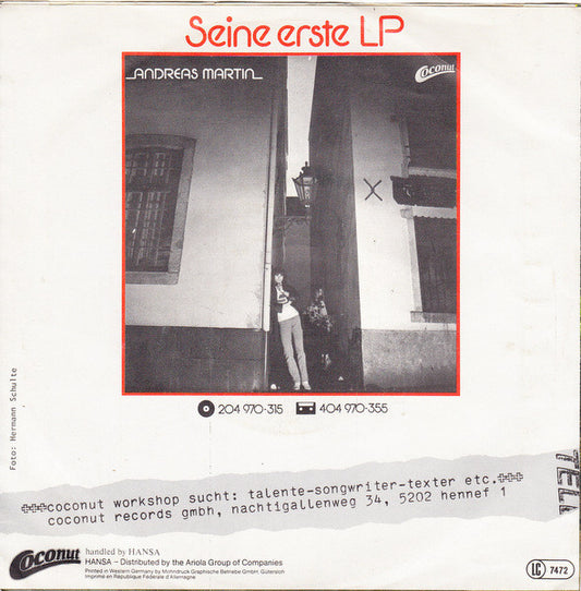 Andreas Martin - Spuren, Die Der Wind Verweht Vinyl Singles Vinyl Zeer Goed / Hoesje Goed "VINYLSINGLES.NL"