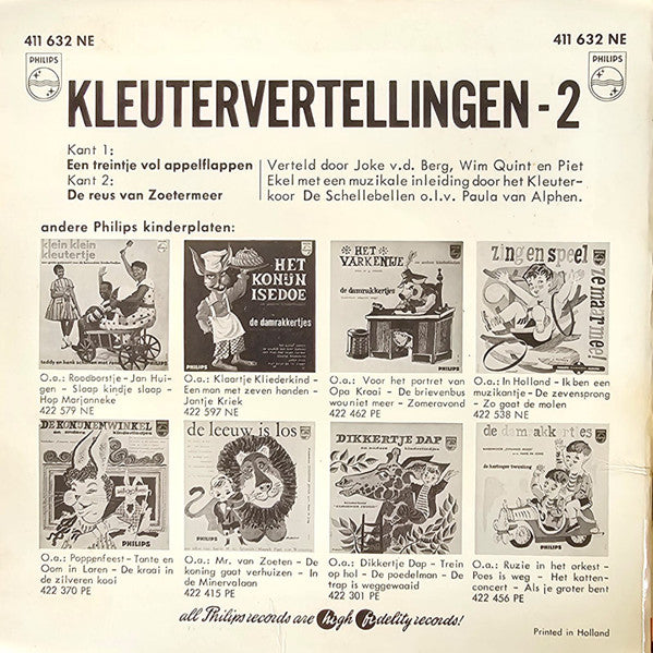 Joke van den Berg, Wim Quint, Piet Ekel En Schellebellen - Kleutervertellingen * Vinyl Singles Vinyl Very Good (VG) <br> Hoes Good Plus (G+)