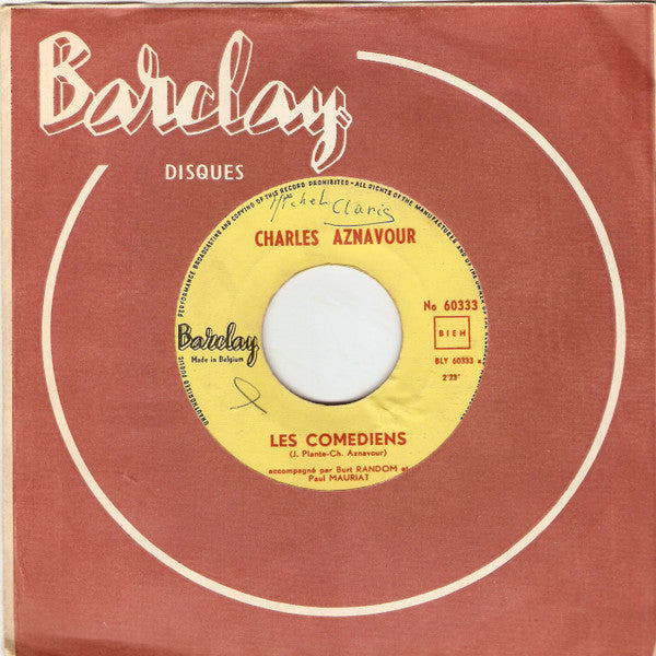 Charles Aznavour - Les Comédiens 36945 Vinyl Singles