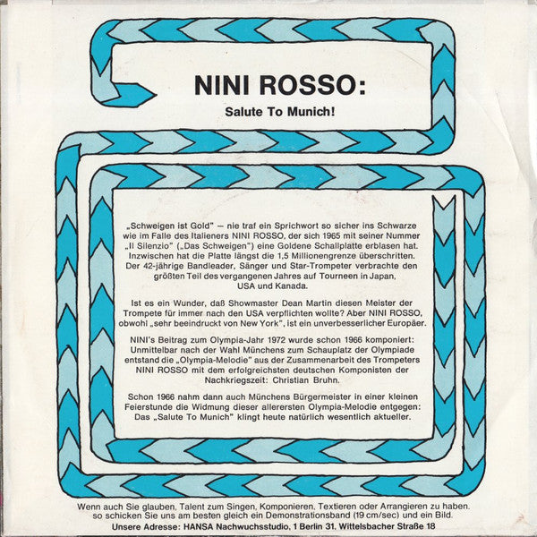 Nini Rosso - Olympia-Melodie (Salute To Munich) Vinyl Singles Vinyl Goed / Hoes Sticker