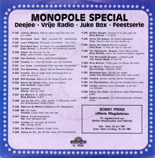 Bobby Prins - Maria Magdalena Vinyl Singles Vinyl Zeer Goed / Hoesje Goed "VINYLSINGLES.NL"