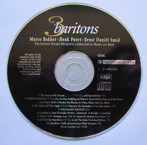 3 Baritons - 3 Baritons (Ernst Daniel Smit - Henk Poort - Marco Bakker) (CD) Compact Disc Goede Staat