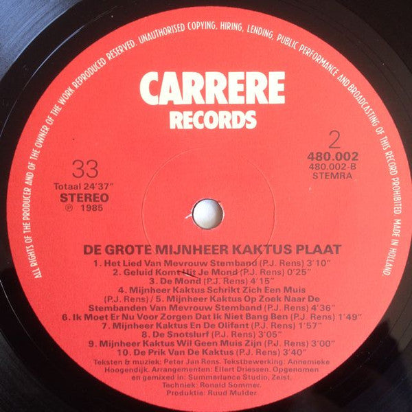 Mijnheer Kaktus - De Grote Mijnheer Kaktus Plaat (LP) (B-Keus) Vinyl LP Vinyl Goed / Hoes Redelijk
