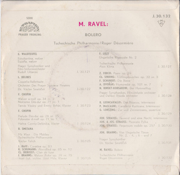 M. Ravel, Tschechische Philharmonie, Roger Désormière - Bolero Vinyl Singles Media VG+ / Sleeve VG