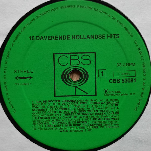 Various - 16 Daverende Hollandse Hits (LP)