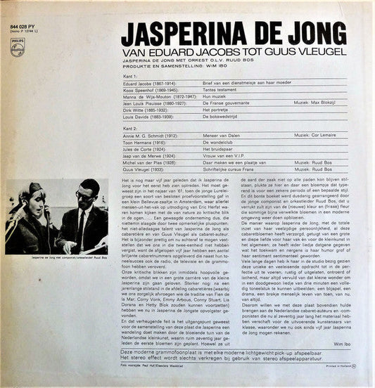 Jasperina Jong - Van Eduard Jacobs Tot Guus Vleugel (LP) 50976