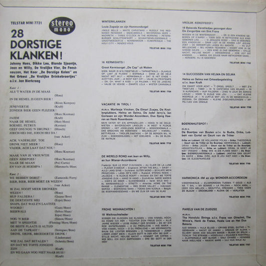 Various - Johnny Hoes Presenteert: Dorstige Klanken - 28 Vrolijke Drinkliedjes! (LP) Vinyl LP Vinyl Zeer Goed / Hoesje Goed "VINYLSINGLES.NL"