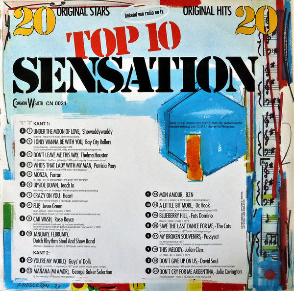 Various - Top ** Sensation (LP) Vinyl LP Vinyl Very Good (VG) <br> Hoes Good Plus (G+)
