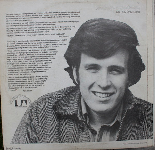 Don McLean - Tapestry (LP) Vinyl LP Vinyl Very Good (VG) <br> Hoes Good Plus (G+)