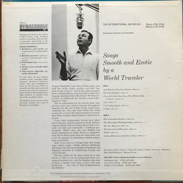 Jim Reeves - The International Jim Reeves (LP) Vinyl LP Vinyl Very Good (VG) <br> Hoes Good Plus (G+)