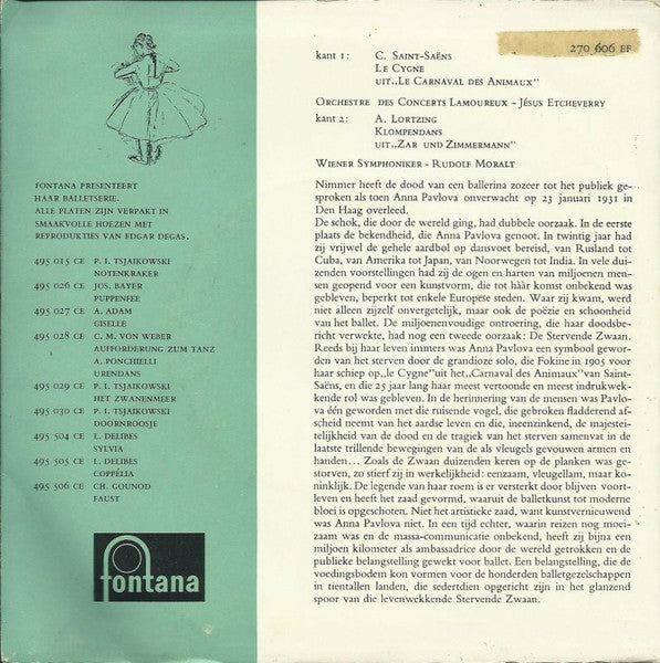 Orchestre Des Concerts Lamoureux / Wiener Symphoniker - De Stervende Zwaan Vinyl Singles Vinyl Very Good (VG) <br> Hoes Good Plus (G+)