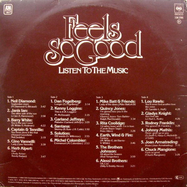 Various - Feels So Good - Listen To The Music (LP) Vinyl LP Dubbel Vinyl Very Good (VG) <br> Hoes Good Plus (G+)