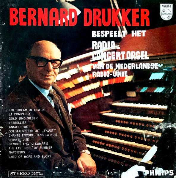 Bernard Drukker - Bespeelt Het Radio Concert Orgel (LP) Vinyl LP Vinyl Very Good (VG) <br> Hoes Good Plus (G+)