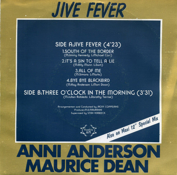 Anni Anderson & Maurice Dean - Jive Fever Vinyl Singles Vinyl Very Good (VG) <br> Hoes Good Plus (G+)