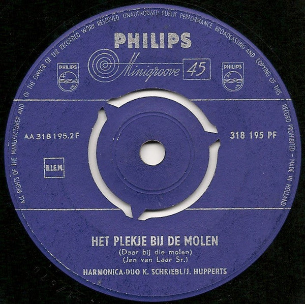 Harmonica Duo K. Schriebl / J. Hupperts - Koekoekwals Vinyl Singles Vinyl Very Good (VG) <br> Hoes Good Plus (G+)