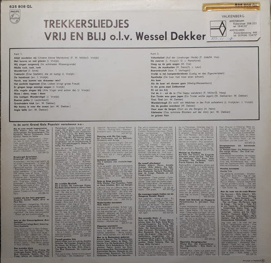 Vrij En Blij o.l.v. Wessel Dekker - Trekkersliedjes (LP) Vinyl LP Vinyl Zeer Goed / Hoesje Goed "VINYLSINGLES.NL"