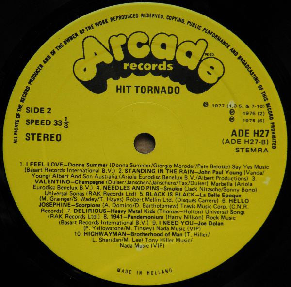 Various - Hit Tornado (LP) Vinyl LP Vinyl Very Good (VG) <br> Hoes Good Plus (G+)