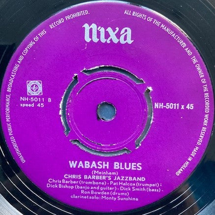 Chris Barber's Jazz Band - Big House Blues Vinyl Singles Vinyl Very Good (VG) <br> Hoes Generic