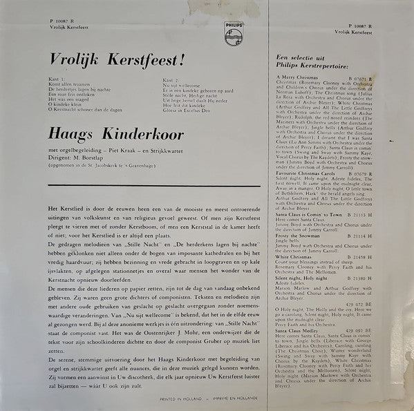 Haags Kinderkoor - Vrolijk Kerstfeest! (10") Vinyl LP 10" Vinyl Very Good (VG) <br> Hoes Good Plus (G+)