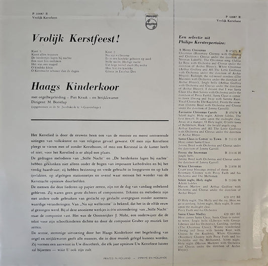 Haags Kinderkoor - Vrolijk Kerstfeest! (10") Vinyl LP 10" Vinyl Zeer Goed / Hoesje Goed "VINYLSINGLES.NL"