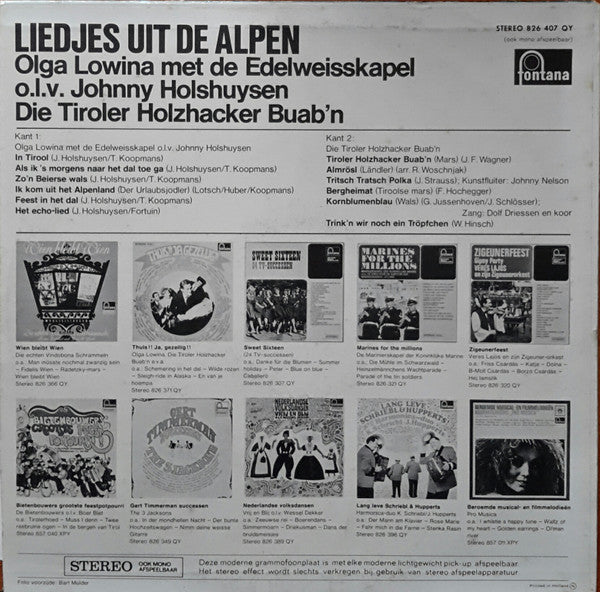 Olga Lowina, Die Tiroler Holzhacker Bub'n - Liedjes Uit De Alpen (LP) Vinyl LP Vinyl Very Good (VG) <br> Hoes Good Plus (G+)