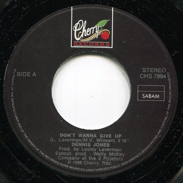 Dennis Jones - Don't Wanna Give Up Vinyl Singles