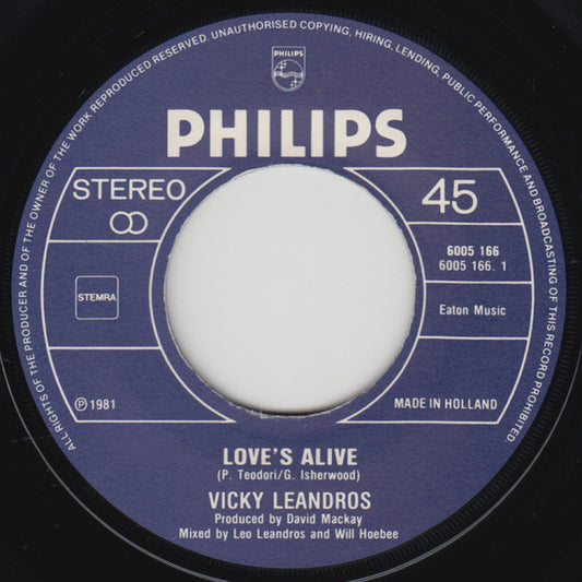 Vicky Leandros - Love's Alive Vinyl Singles Vinyl Zeer Goed / Hoesje Generic "VINYLSINGLES.NL"