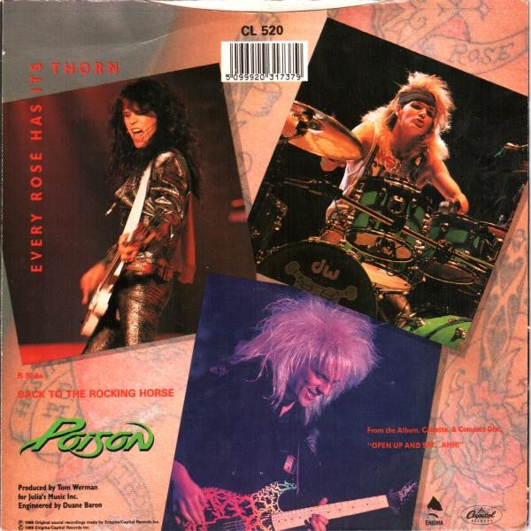 Poison - Every Rose Has Its Thorn Vinyl Singles Vinyl Very Good (VG) <br> Hoes Good Plus (G+)