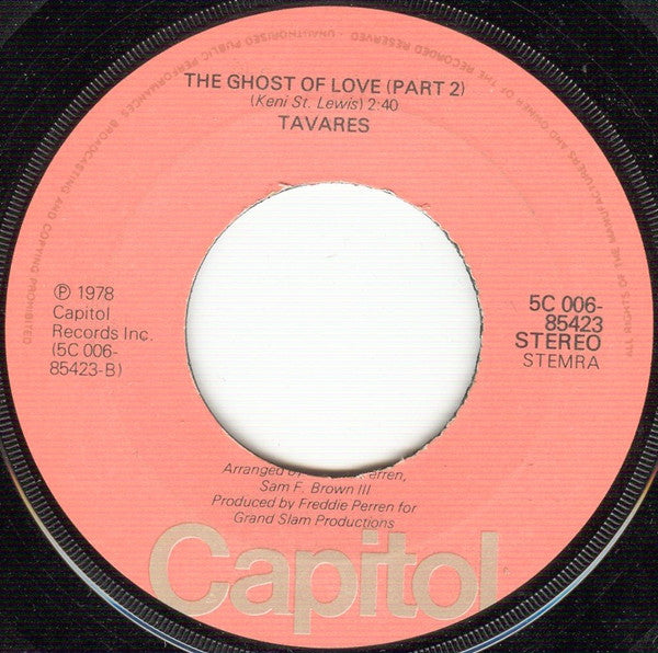 Tavares - The Ghost Of Love (Part *+*) Vinyl Singles Vinyl Very Good (VG) <br> Hoes Good Plus (G+)