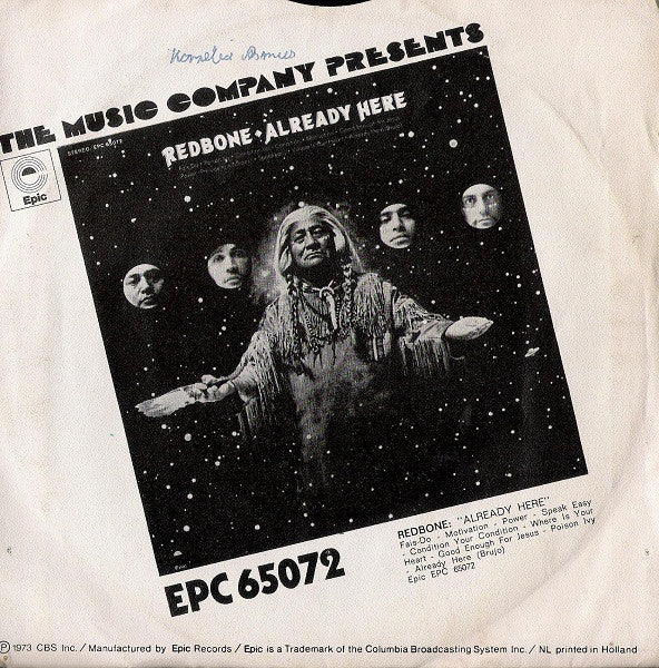 Redbone - Poison Ivy Vinyl Singles Vinyl Very Good (VG) <br> Hoes Good Plus (G+)