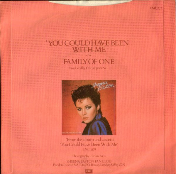 Sheena Easton - You Could Have Been With Me Vinyl Singles Vinyl Very Good (VG) <br> Hoes Good Plus (G+)