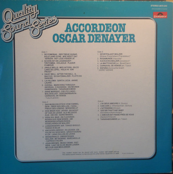 Oscar Denayer - Accordeon (LP) Vinyl LP Dubbel Vinyl Very Good (VG) <br> Hoes Good Plus (G+)