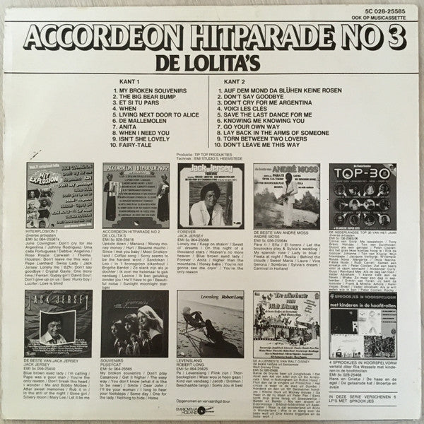 Lolita's - Accordeon Hitparade No * (LP) Vinyl LP Vinyl Very Good (VG) <br> Hoes Good Plus (G+)