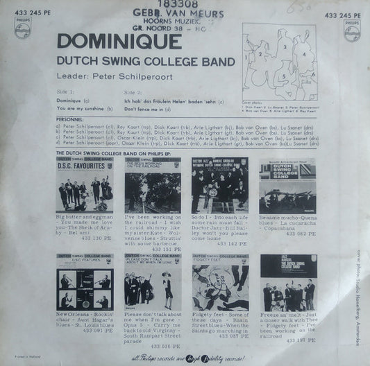 Dutch Swing College Band - Dominique Vinyl Singles EP Vinyl Zeer Goed / Hoesje Goed "VINYLSINGLES.NL"
