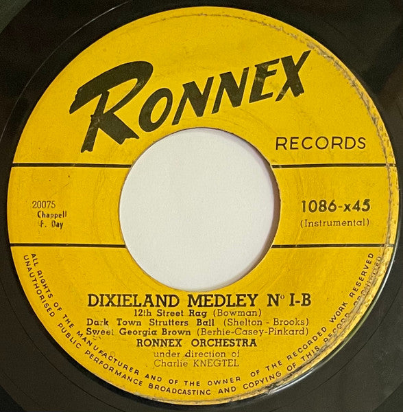Ronnex Orchestra - Dixieland Medley No. I Vinyl Singles Vinyl Very Good (VG) <br> Hoes Good Plus (G+)