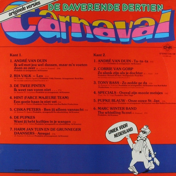 Various - De Daverende Dertien Carnaval (LP) Vinyl LP Vinyl Very Good (VG) <br> Hoes Good Plus (G+)