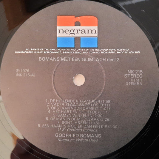 Godfried Bomans - Bomans Met Een Glimlach Deel 2 (LP) Vinyl LP Vinyl Zeer Goed / Hoesje Goed "VINYLSINGLES.NL"