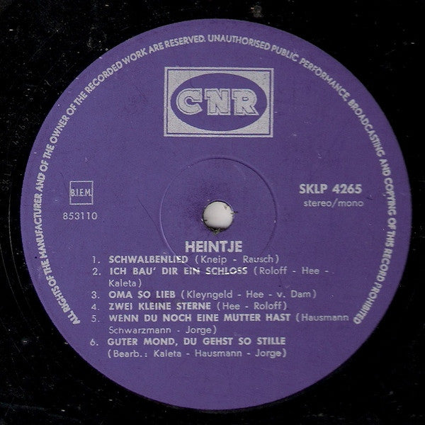 Heintje - Heintje (LP) Vinyl LP Vinyl Very Good (VG) <br> Hoes Good Plus (G+)